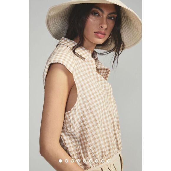 New Anthropologie x Maeve Gingham Sleeveless Buttondown Size L - Picture 3 of 11